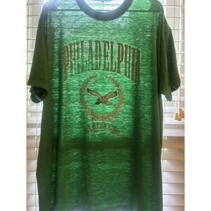 Vtg Paper Thin Burnout Philadelphia Eagles 50/50 Kelly Green T Shirt Mens Sz XL